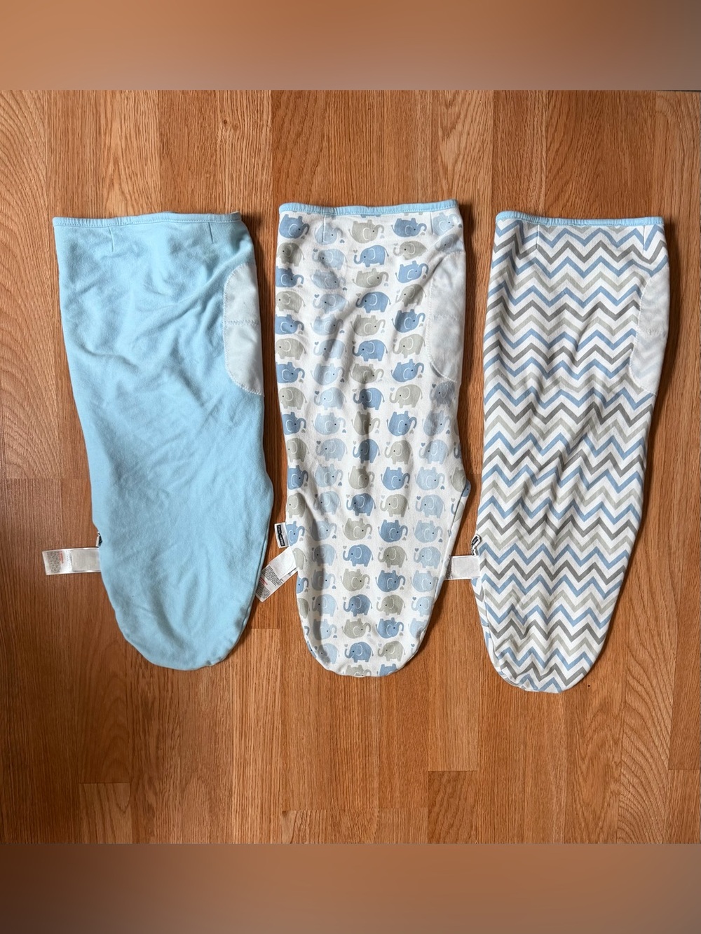 Blue Elephant & Chevron Baby Sleep Sack Set - 3 Pack
